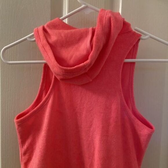 Miken Mermaids Terry Hoodie Romper Cover Up Neon Pink Tassels Girls Size Medium - Picture 9 of 10